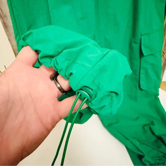 Green Cargo Windbreaker Drawstring Joggers - Picture 4 of 6